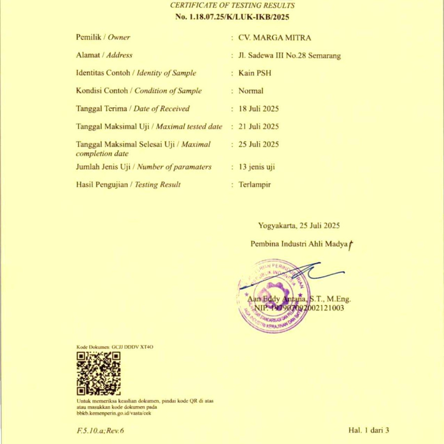 Kain Pakaian Sipil Harian TKDN 76.6% - depan