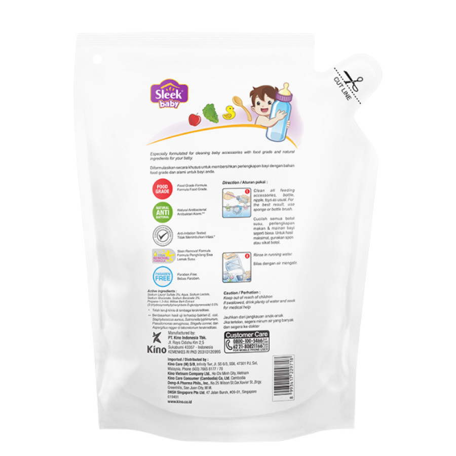 Sleek baby sabun cair pencuci botol & dot 450 ml - samping