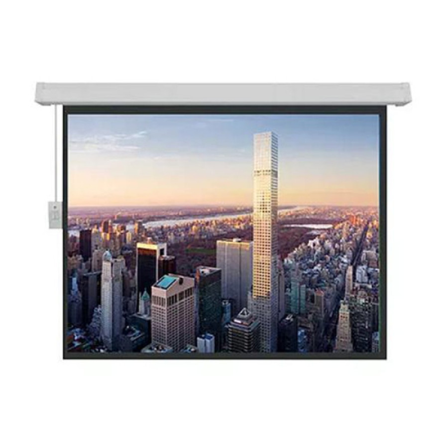 BENQ PROJECTOR BX3003 + BRITE LAYAR PROYEKSI MOTORIZED MR-2121 - depan