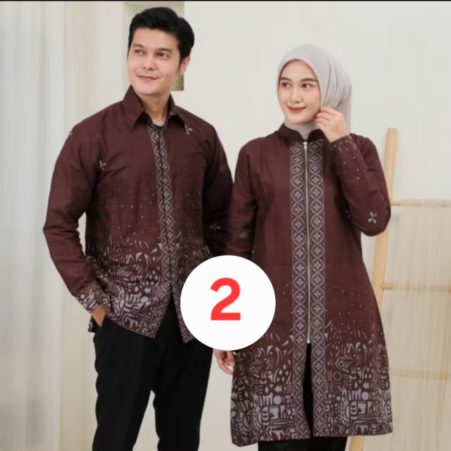 Baju Batik Lengan Panjang Pria Wanita - depan
