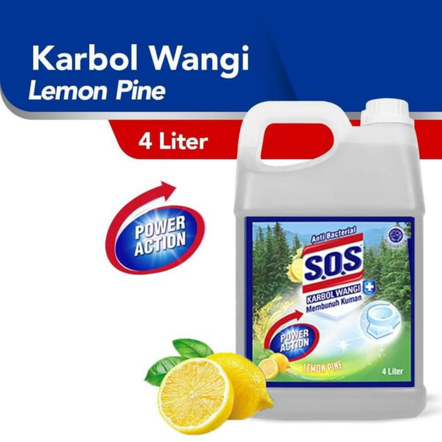 SOS Karbol Wangi Pembersih Lantai Anti Kuman - 4 Liter - samping