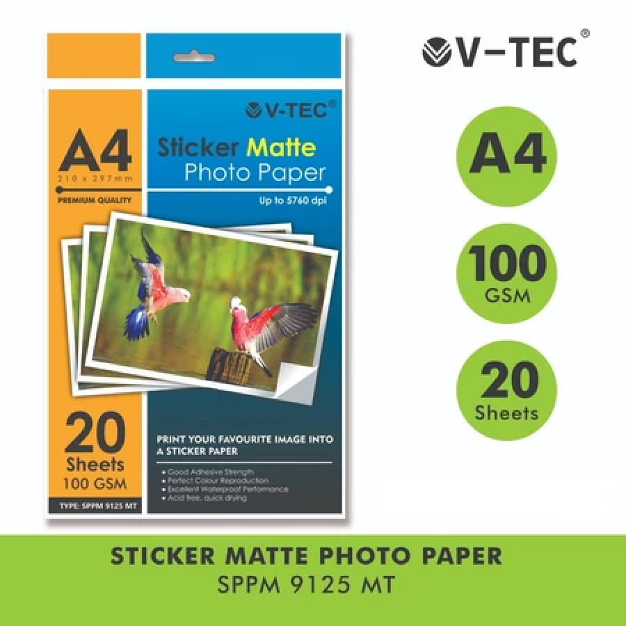 KERTAS STIKER MATTE 100GSM 1PAK ISI 20