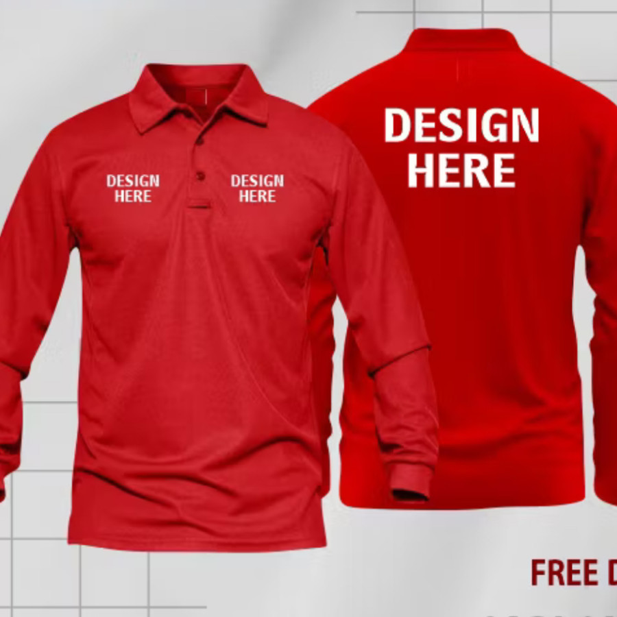 Kaos Polo Lengan Panjang custom bordir - depan