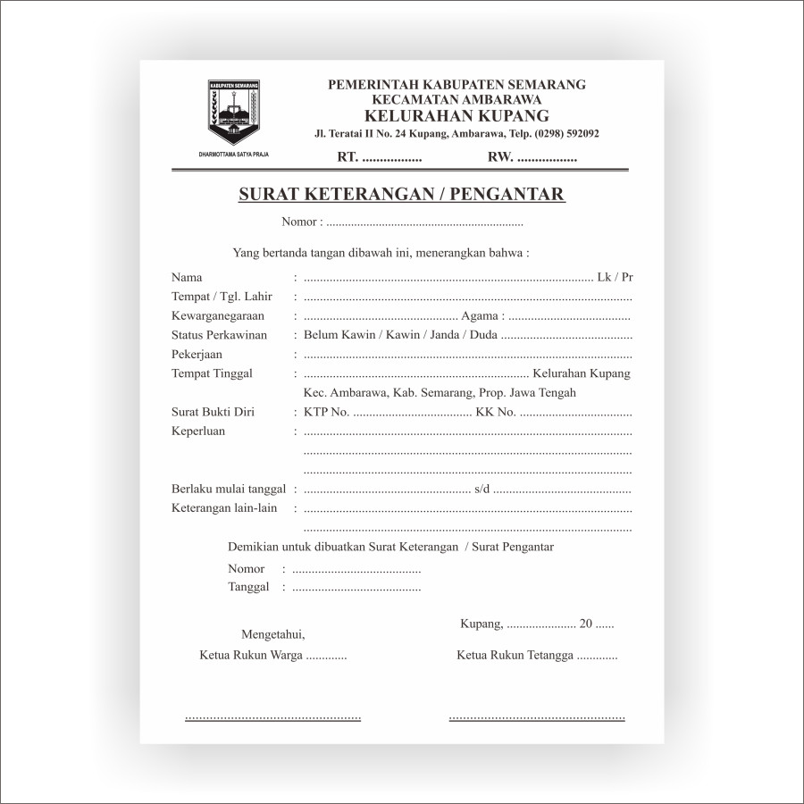 CETAK SURAT PENGANTAR KELURAHAN