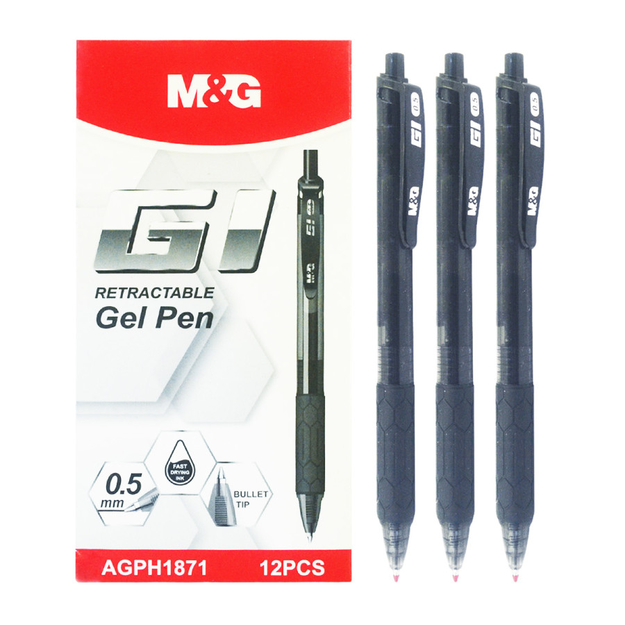 Ballpoint Gel Pen Ink 0.5mm Rectable Gel Pen M&G AGPH1871 Hitam - utama