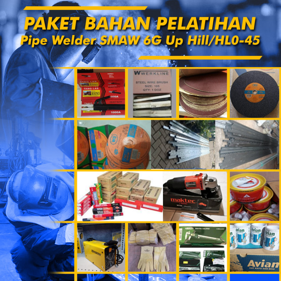 Paket Bahan Pelatihan Pipe Welder SMAW-FCAW 6G UP Hill/Hlo 45