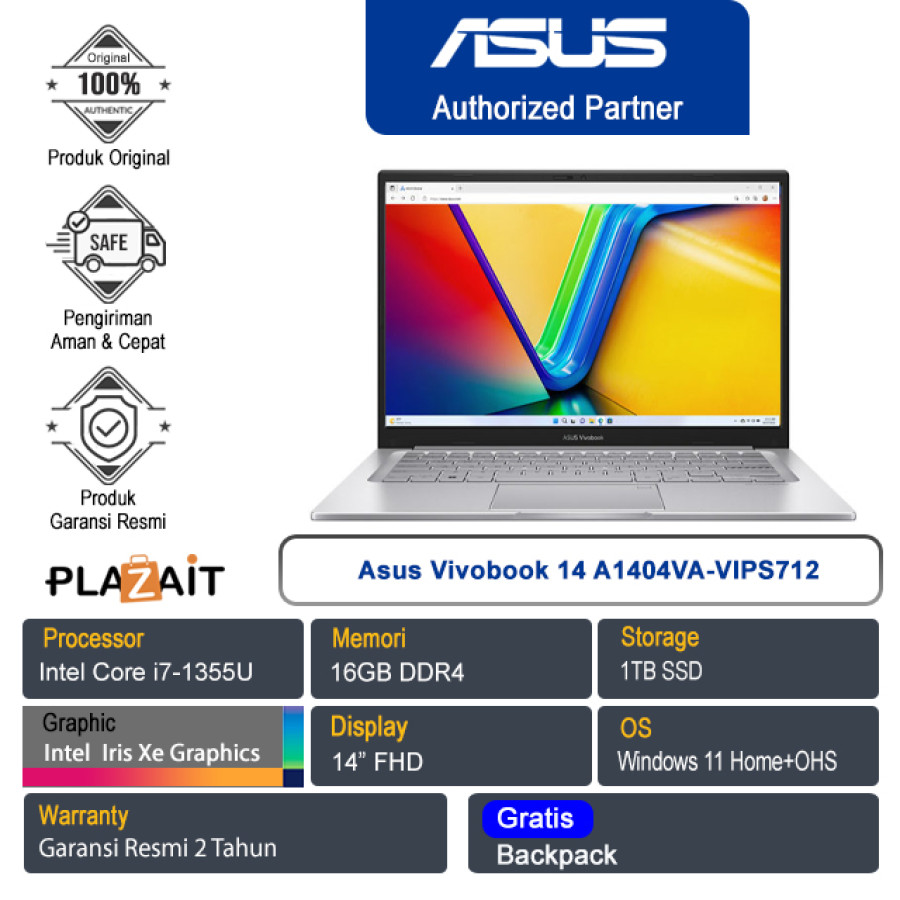 Asus Vivobook 14 A1404VA-VIPS712 /Intel Core i7-1355U/16GB /1TB