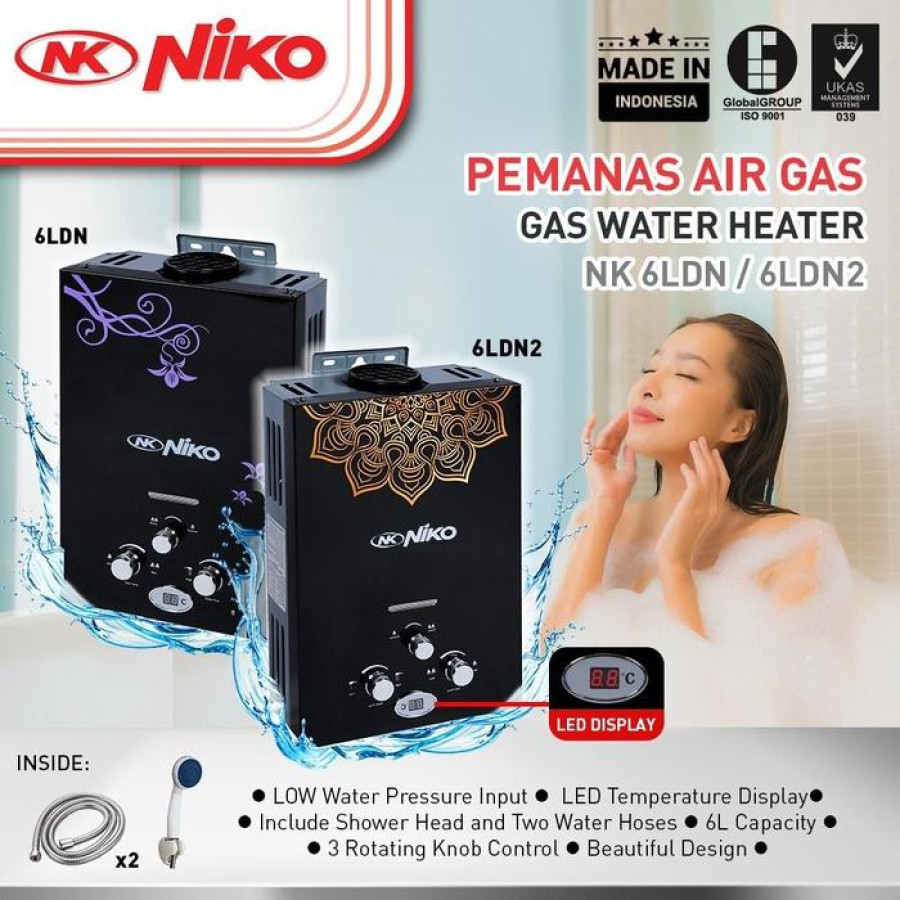 Water heater gas Niko NK 6LN - depan