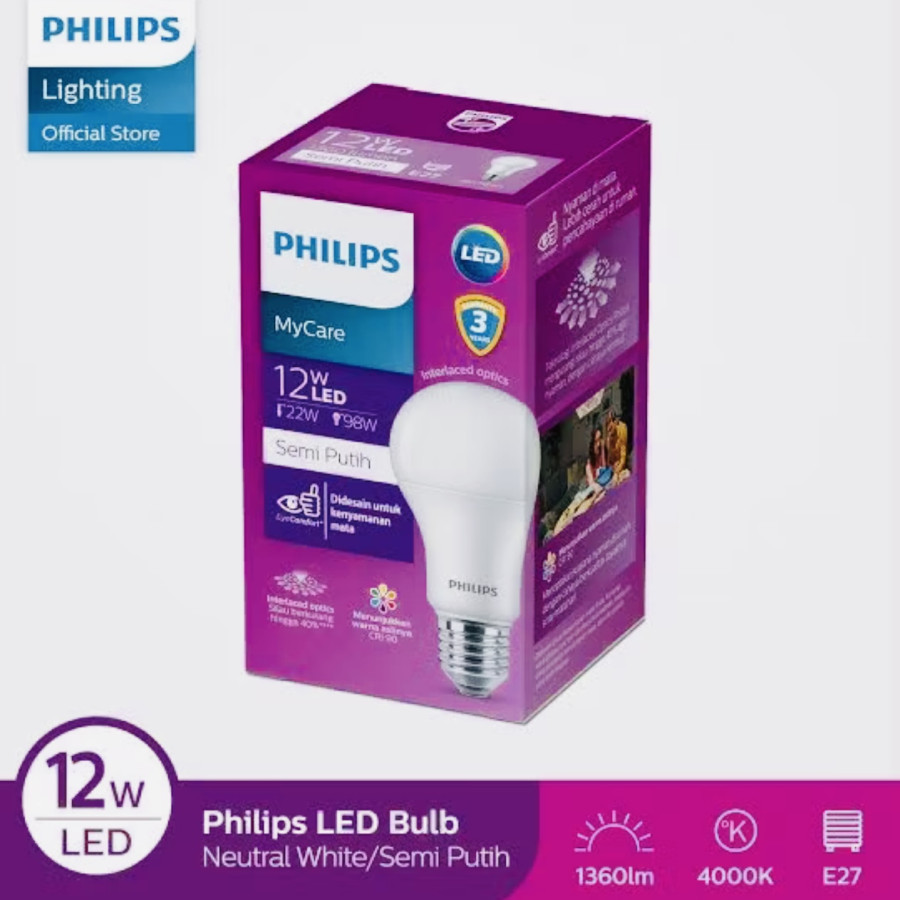 Philips Lampu LED Bulb 12Watt Putih