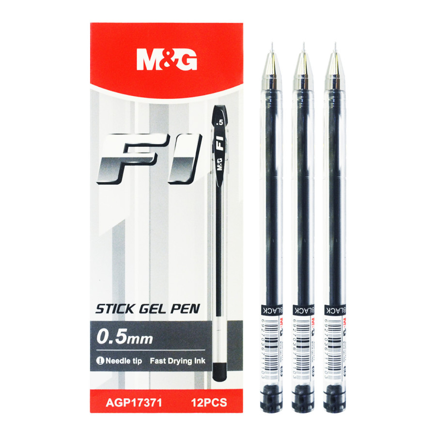 Ballpoint Stick Gel Pen F1 0.5mm M&G AGP17371 Hitam - utama