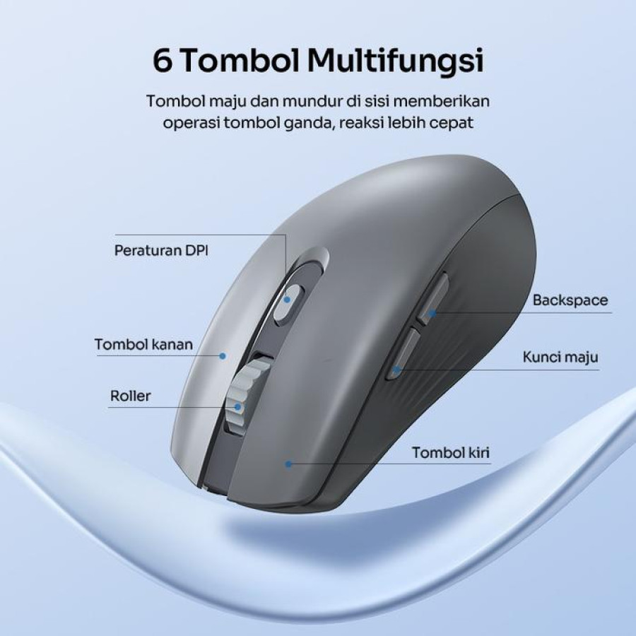 ROBOT M370 Mouse Wireless 2.4GHz Silent Klik - samping