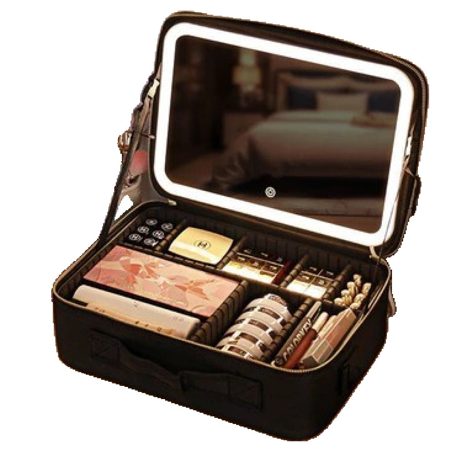Beauty Case Tas - MELEDE Tas Makeup Kosmetik L full mirror