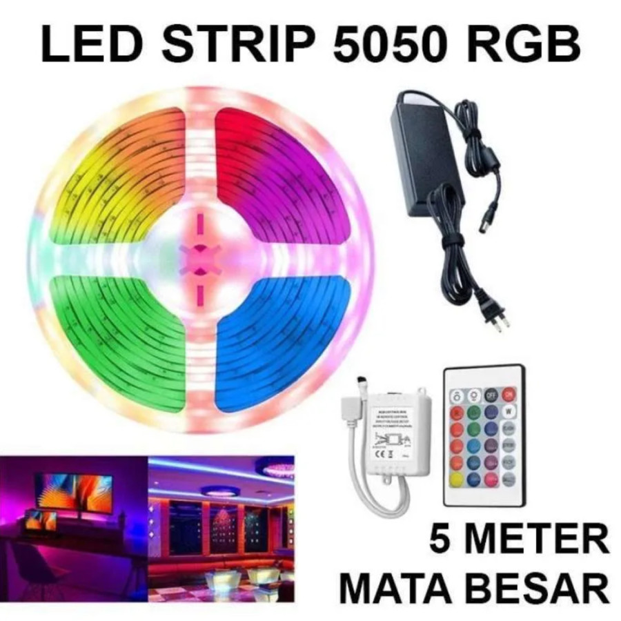 lampu selang lightstripe RGB ungu & warna warni 5 Meter