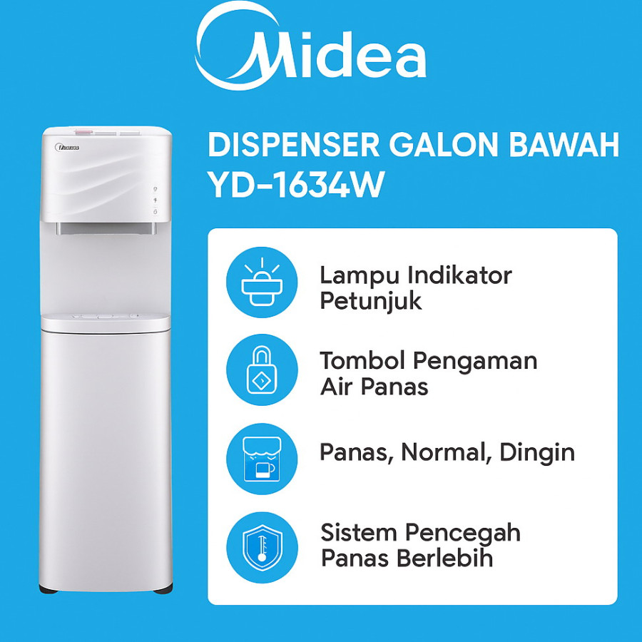 Water Dispenser Midea YD1634W - depan