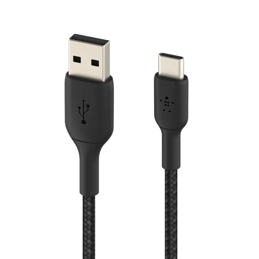 BELKIN BoostCharge Braided USB-C to USB-A Cable (1m / 3.3ft, Black) [CAB002bt1MBK]