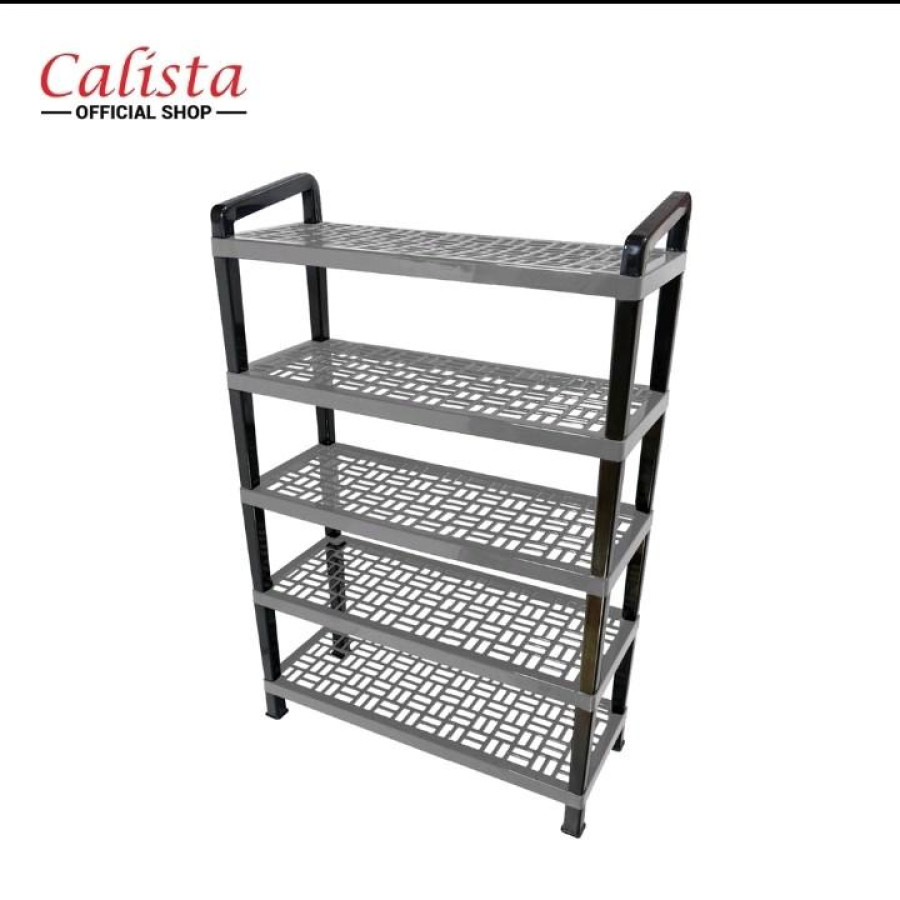 Rak sepatu Plastik 5 susun Hitam/Rak sepatu Calista Cosmic 5susun