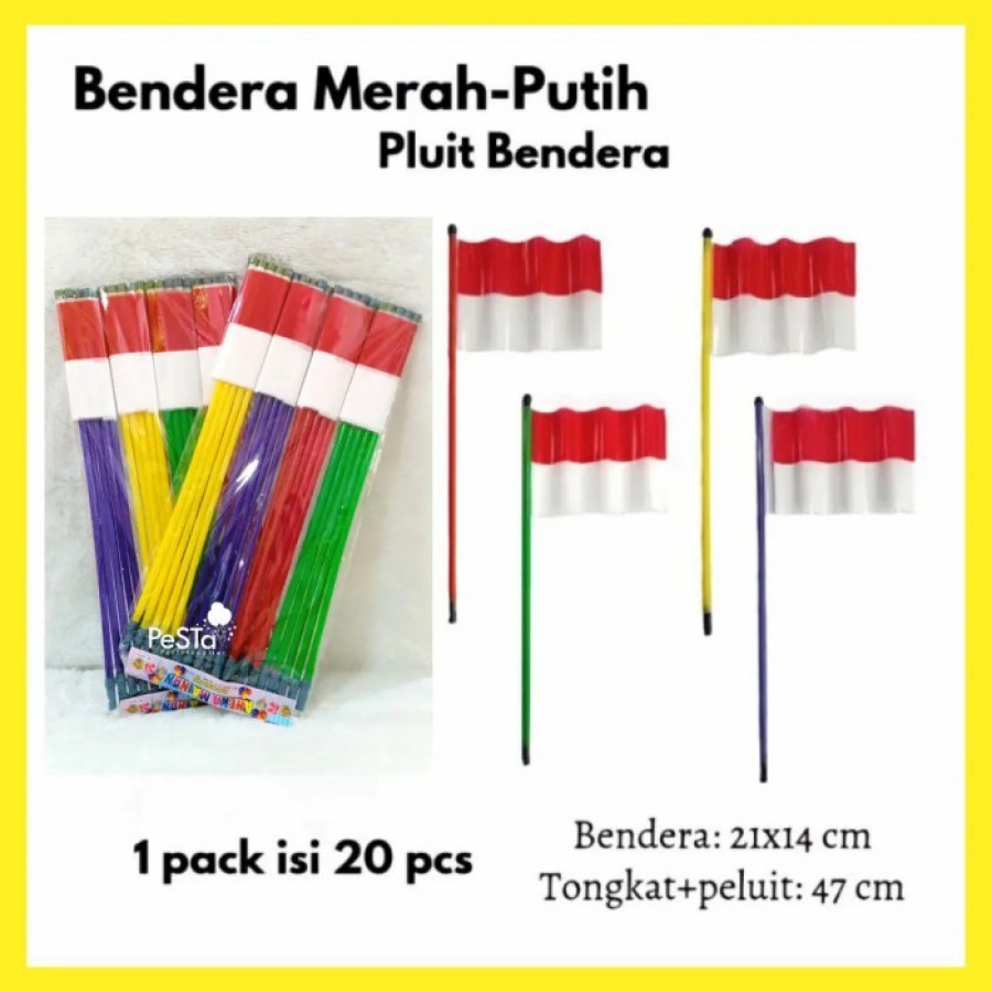 Bendera Merah Putih Peluit Isi 20 Pcs