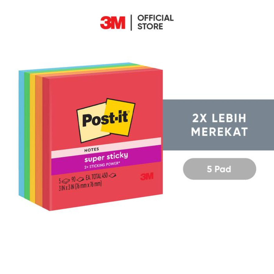 Post It / Sticky Notes Spesifikasi: Uk. 3 X 3 Inch, 5 Pad