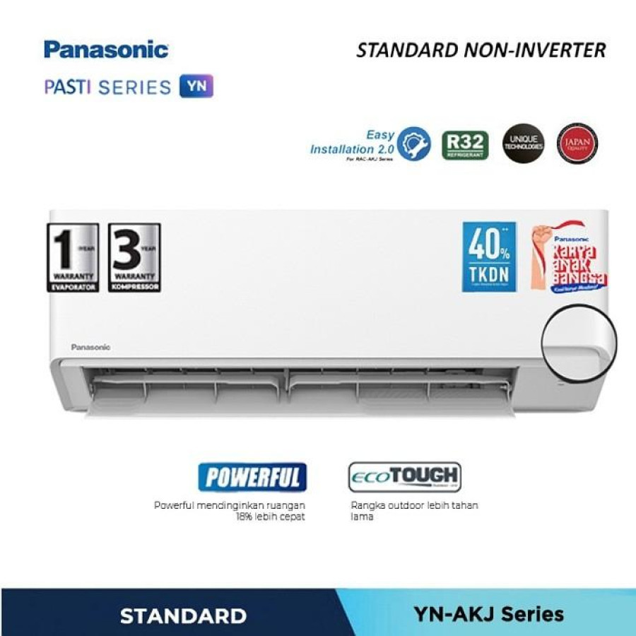 PANASONIC AC SPLIT 1 PK - YN9AKJ (TERMASUK BONGKAR DAN INSTALASI PIPA 4 M )