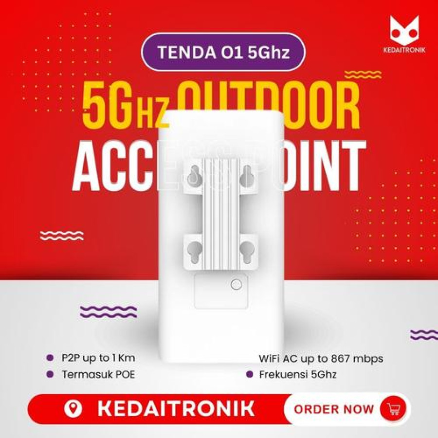 Access Point Outdoor Tenda O1-5G CPE PtP P2MP AP O1 1Km 5Ghz 867Mbps