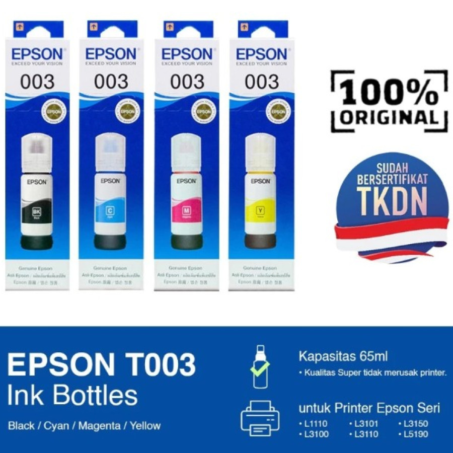 TINTA PRINTER EPSON T003 BLACK / CYAN / MAGENTA / YELLOW