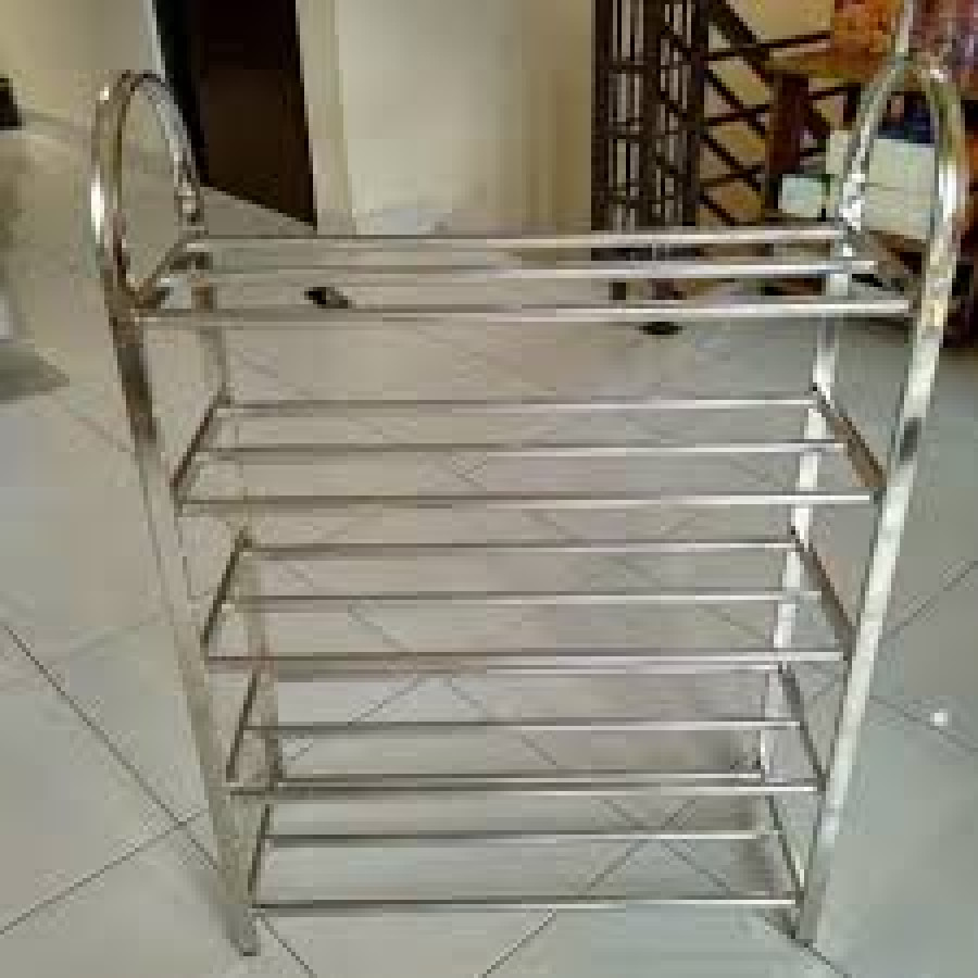 Rak sepatu steinless 5 susun - depan