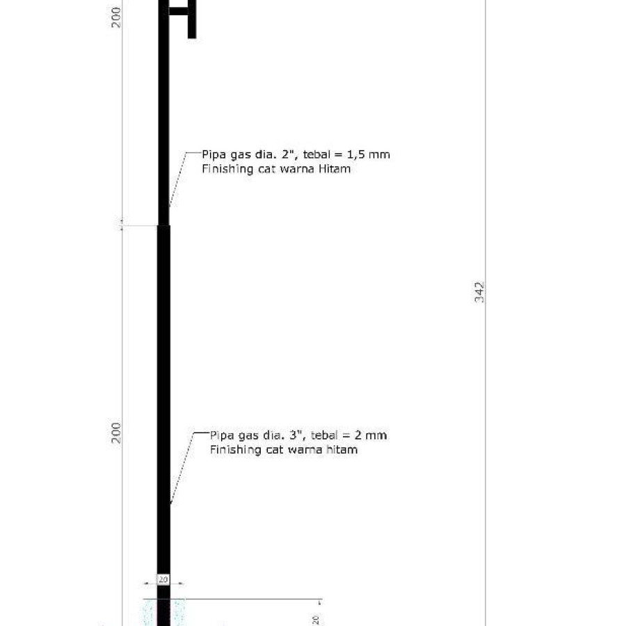 Tiang Lampu PJU Tinggi 4 Meter Pipa Gas - utama