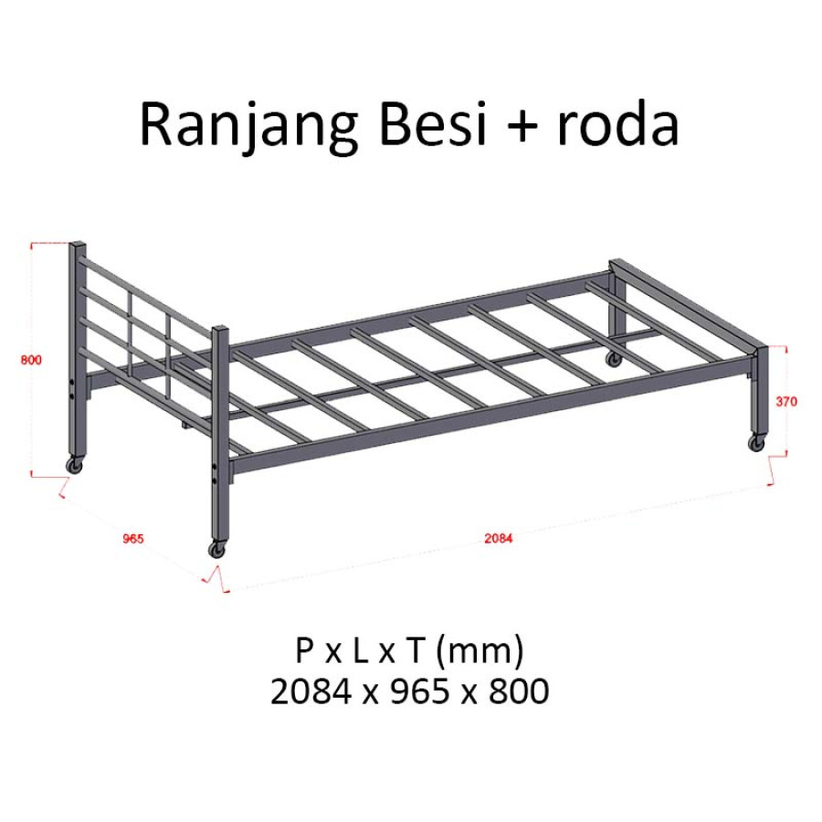 Ranjang Besi FRONTLINE (Dengan Roda)