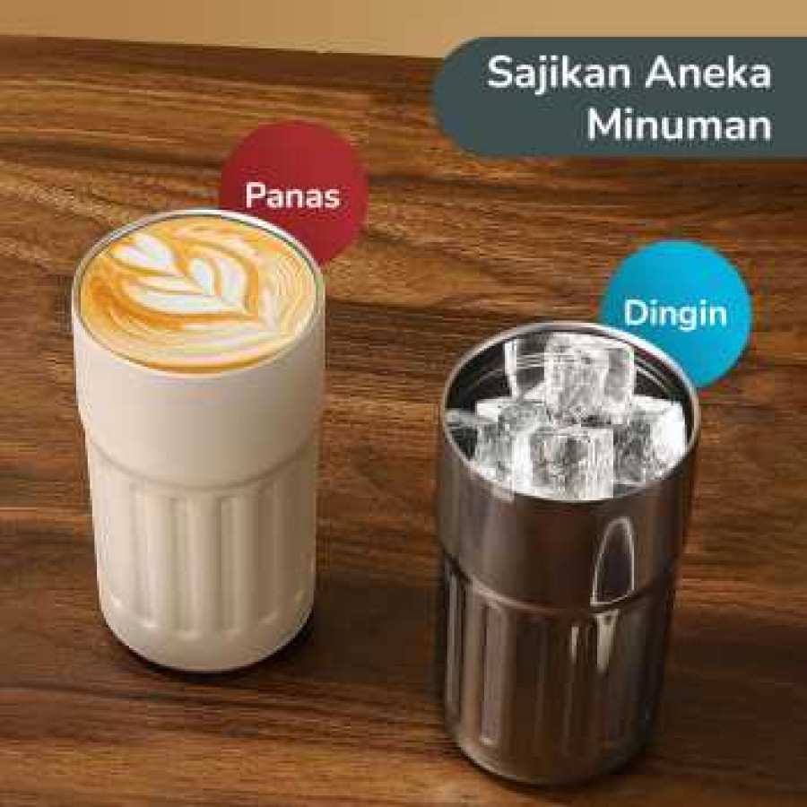 Muloo Botol Minum Tumbler Smart Display Stainless Steel 400ml - M45 - White - samping