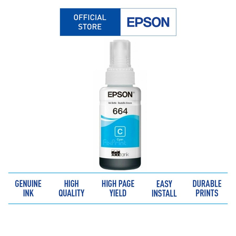 Tinta Epson 664 Cyan (T6642) - utama
