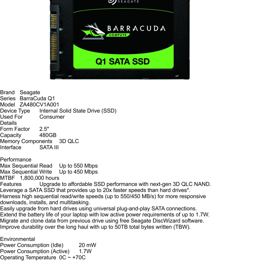 SEAGATE BarraCuda Q1  SSD 480GB 2.5" 480GB SATA III - utama