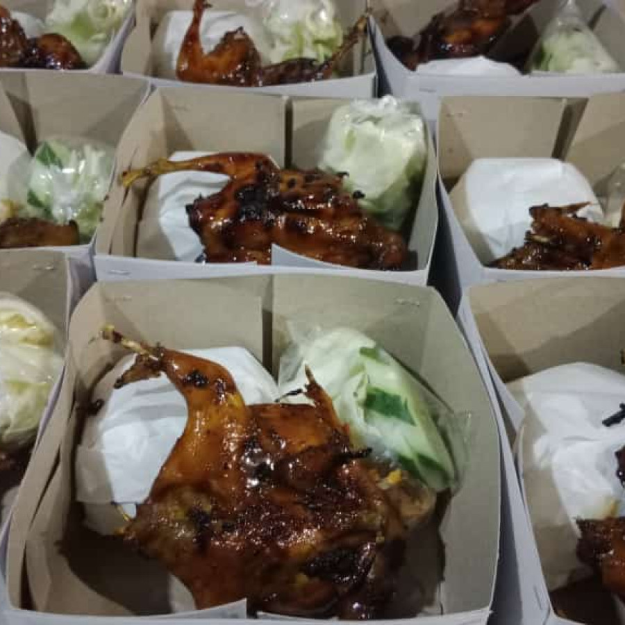Nasi kumplit puyuh ungkep  bakar/goreng