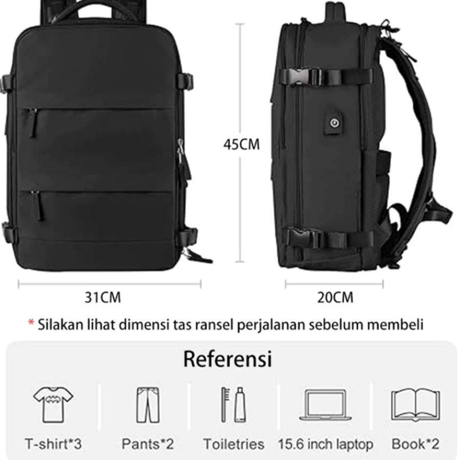 Tas Ransel Travel Wanita Multi-fungsi Waterproof Tas Ransel Laptop Backpack 16 inch 35 Liters - utama