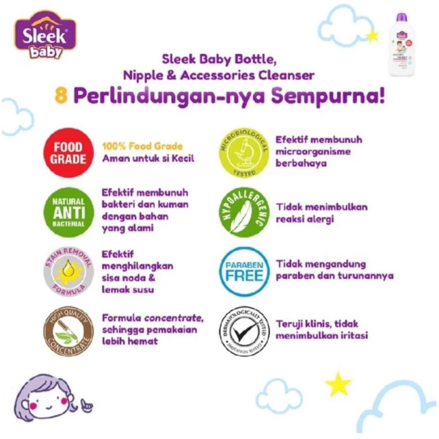 Sleek baby sabun cair pencuci botol & dot 450 ml - detail