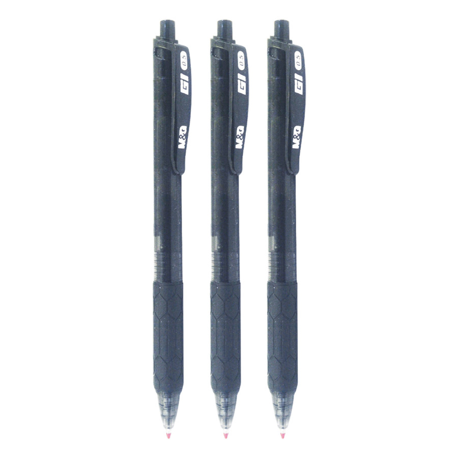 Ballpoint Gel Pen Ink 0.5mm Rectable Gel Pen M&G AGPH1871 Hitam - depan