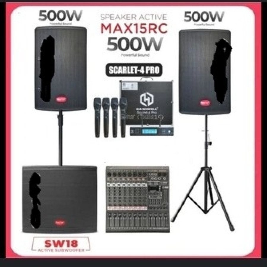 Paket Sound System Outdoor Dll Speaker Aktif 15 Inch BareTone Max15Rc Subwoofer 18 Inch BareTone SW18 Mixer dBvoice 10 Channel