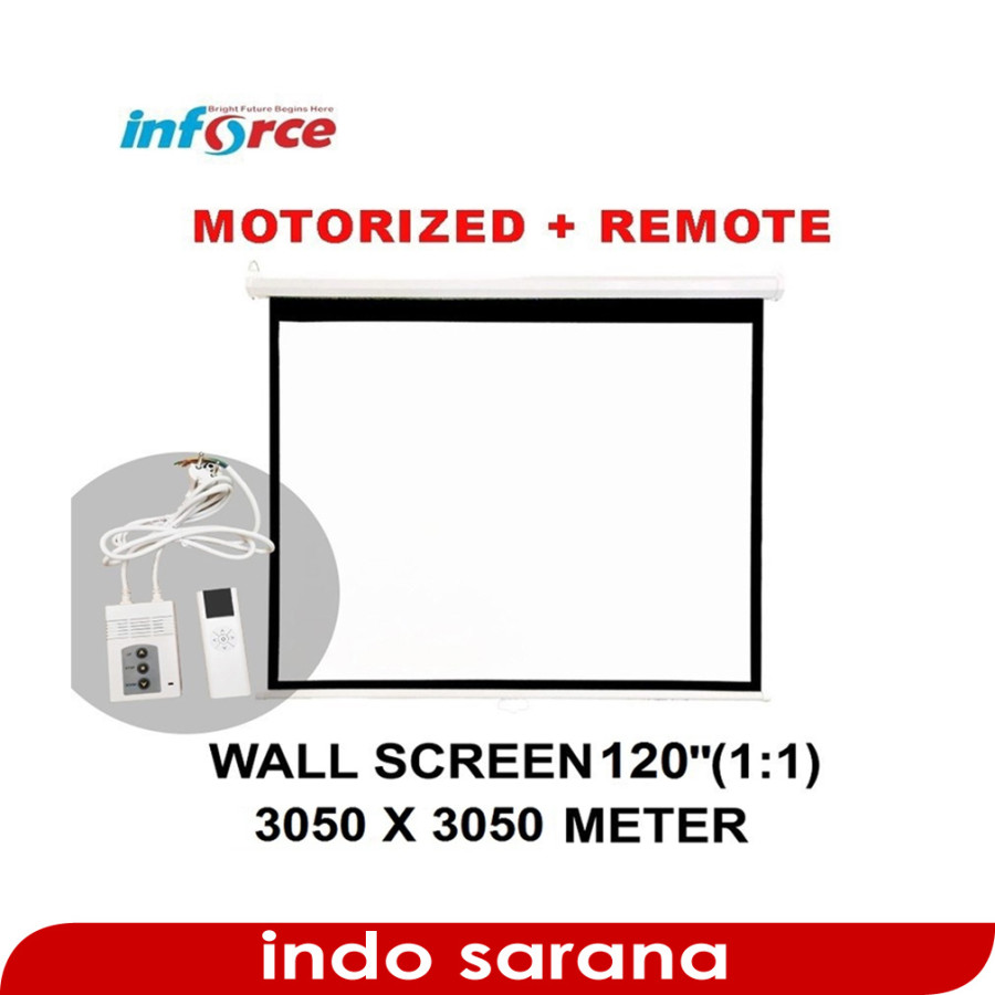 Wall Screen Projector Motorized + Remote 120 1:1 Inforce