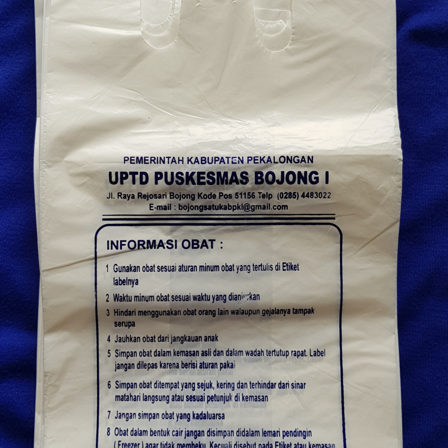 tas kresek, ukuran 40, putih, Sablon - depan