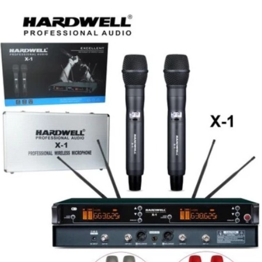 Wireless Microphone (Merk Hardwell X-1, Frekuensi multi UHF, Jarak jangkauan 100m)