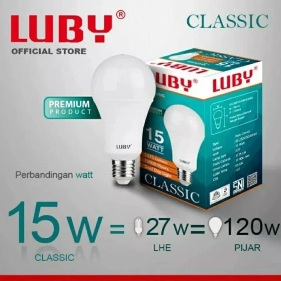 Lampu LED 15 Watt LUBY CLASSIC LED 15W - depan
