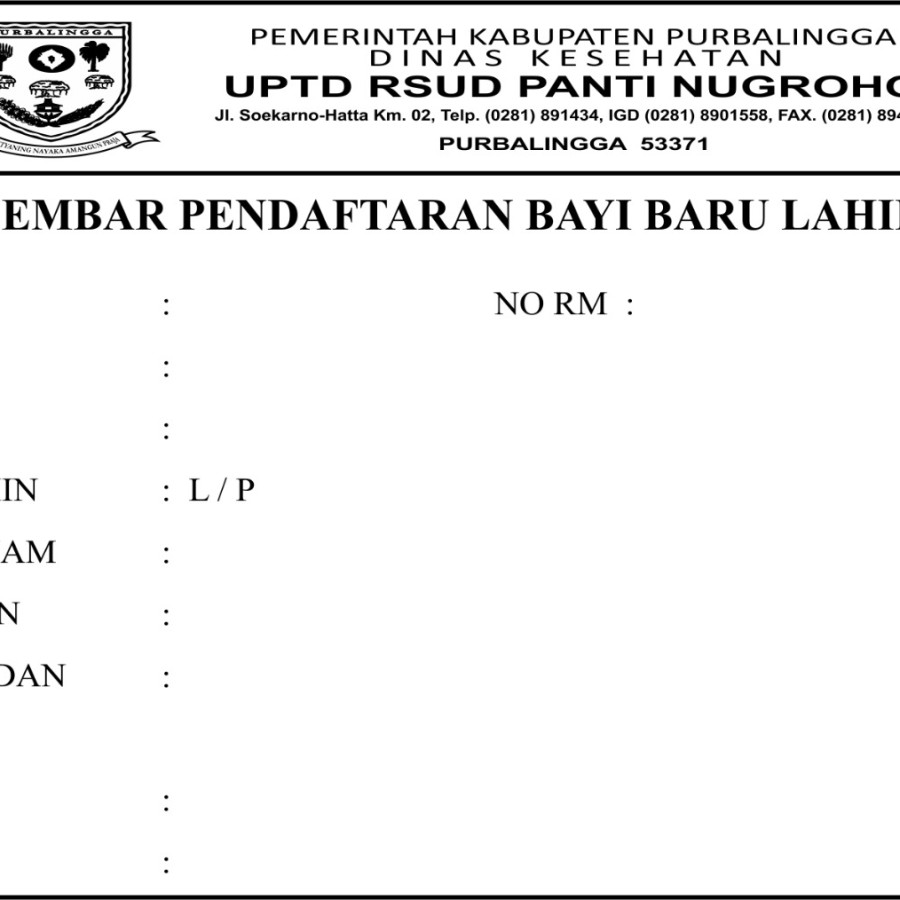 Lembar Pendaftaran Bayi Baru Lahir