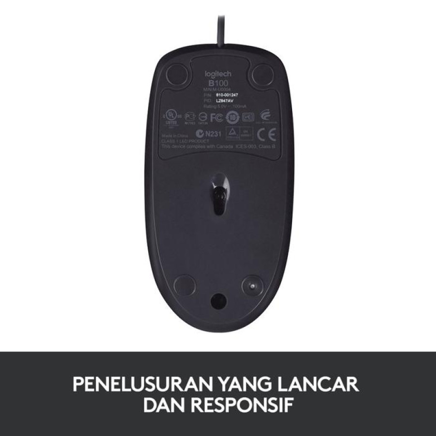 Mouse Logitech B100 (Cable) - samping