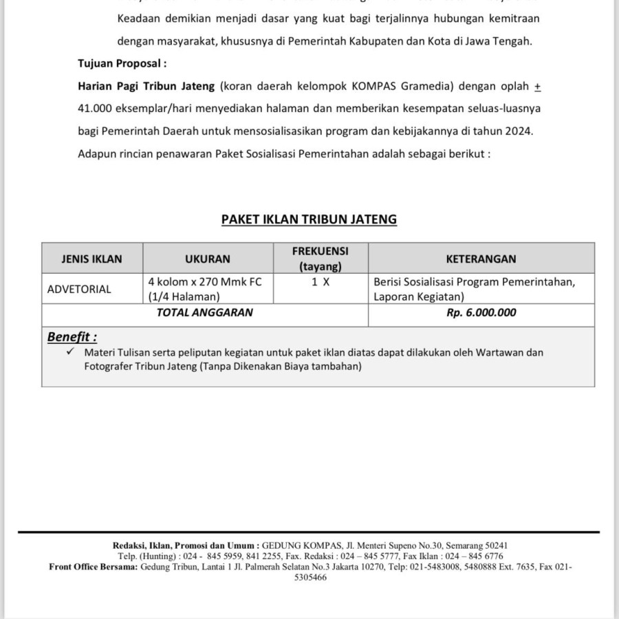 Penawaran Paket Advetorial DPRD Jawa Tengah - depan