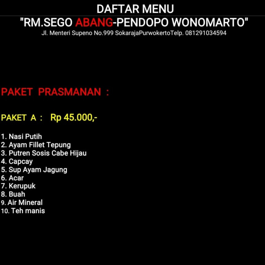 Paket A Prasmanan - utama