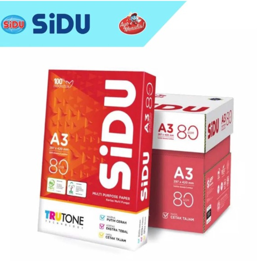Kertas HVS A3 80 GSM - SiDU - samping