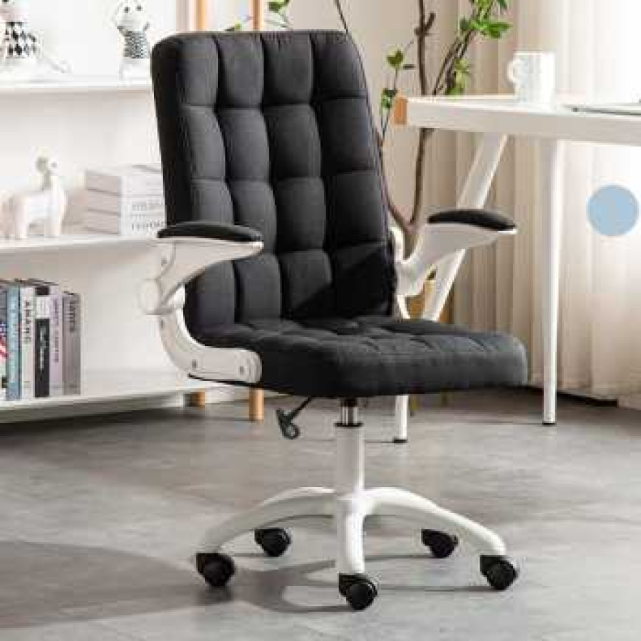 Comfort Kursi Kerja Kantor Office Chair Lift Swivel Fabric - C032 - Black - utama