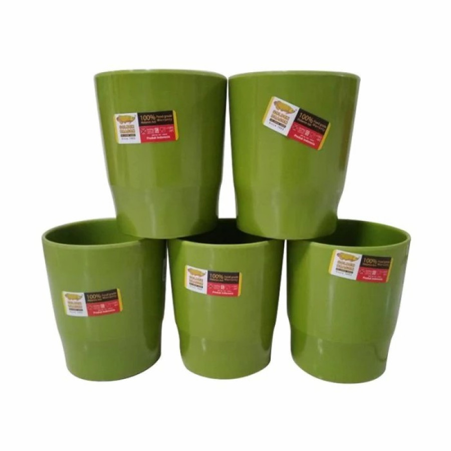 Gelas 9 cm 280ml Hijau Stabilo Melamine - utama