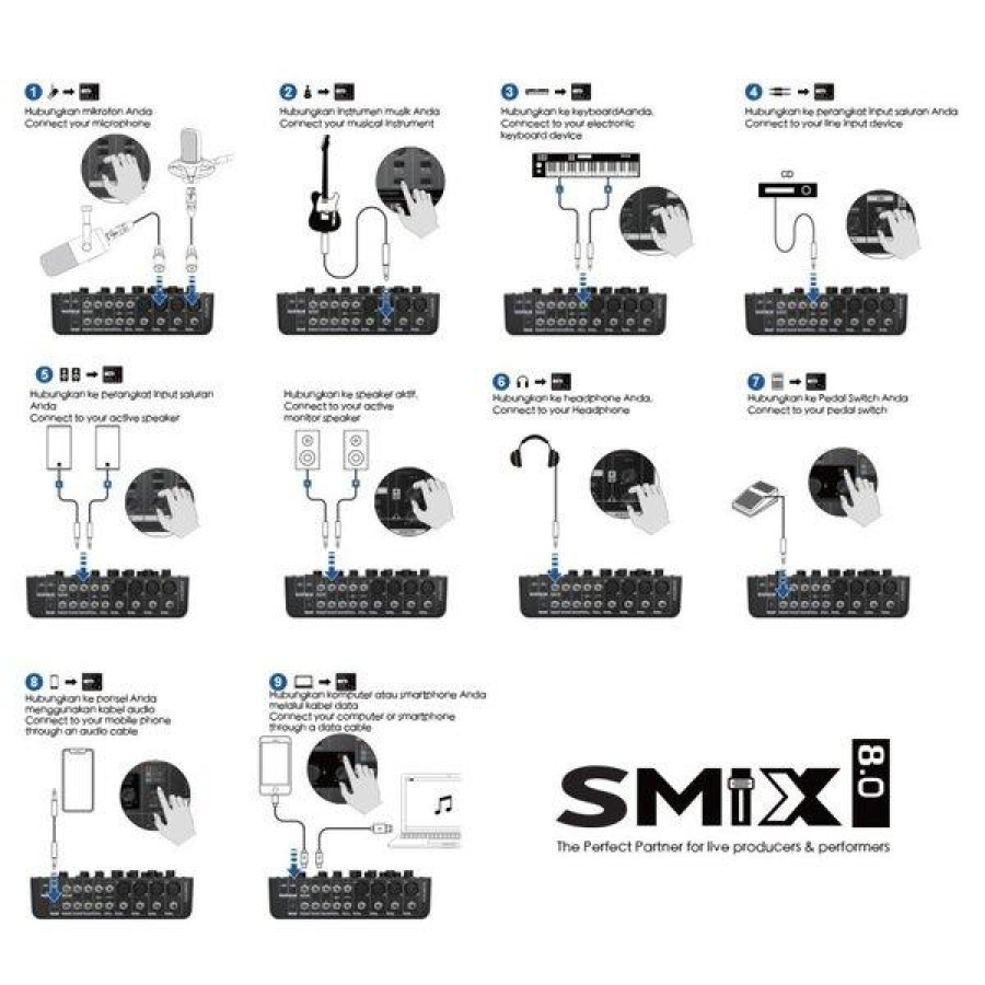 SOUNDTECH SMIX 8.0 Audio Mixer Digital with 8 Channel - detail