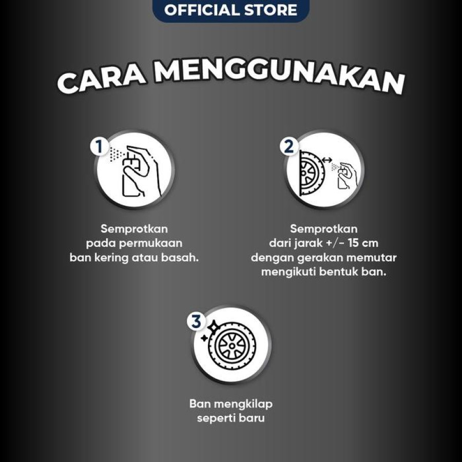 KIT BLACK MAGIC INSTANT TIRE GEL FOAM 450 ML AEROSOL SEMIR PENGKILAP BAN MOBIL 450ML - samping