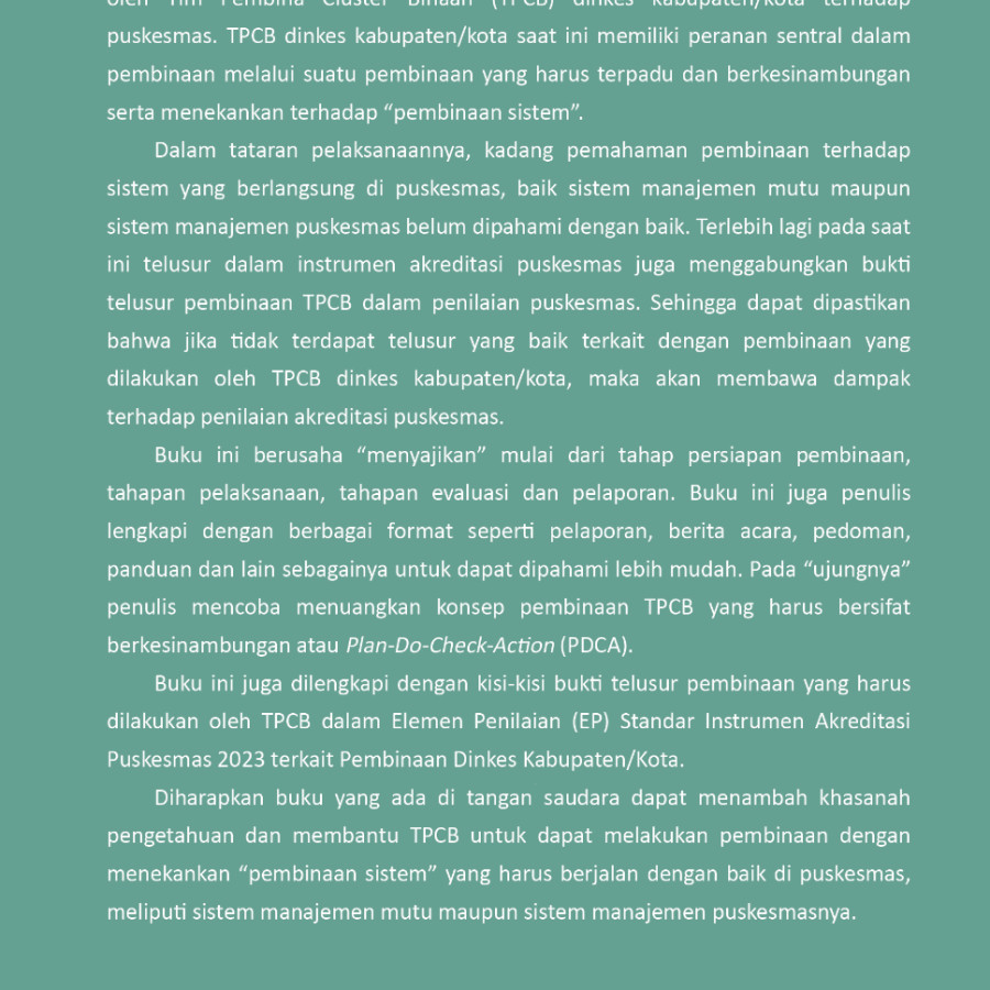 Buku Implementasi Pembinaan TPCB Dinkes Kabupaten/Kota - depan